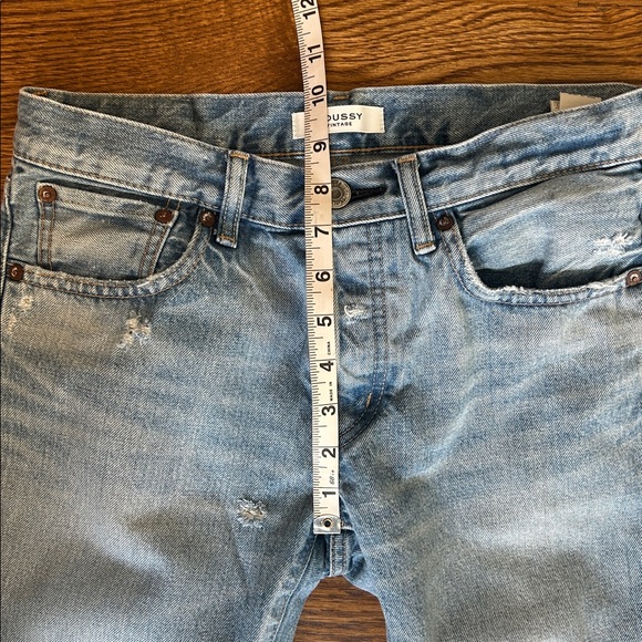 Moussy Vintage MV Raleigh Tapered Jeans 26 light wash distressed knee - Picture 7 of 10